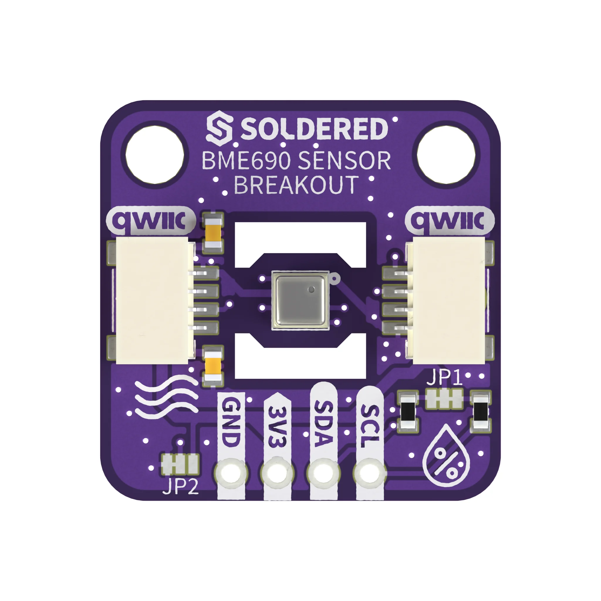 Soldered BME690 breakout seen from above